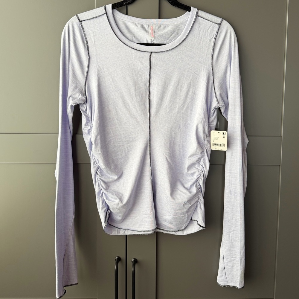 NWT FP Movement Iris Light Purple Long Sleeve Ruched Top